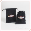 Silk screen white logo black velvet jewelry packaging bag
